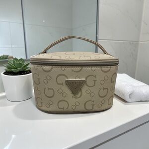 Guess Beige Logo Cosmetic Train Case